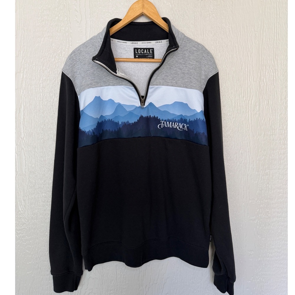 Locale Tamarack Ski Resort Idaho Mountain Quarter Zip Sweatshirt Med Excellent‎
